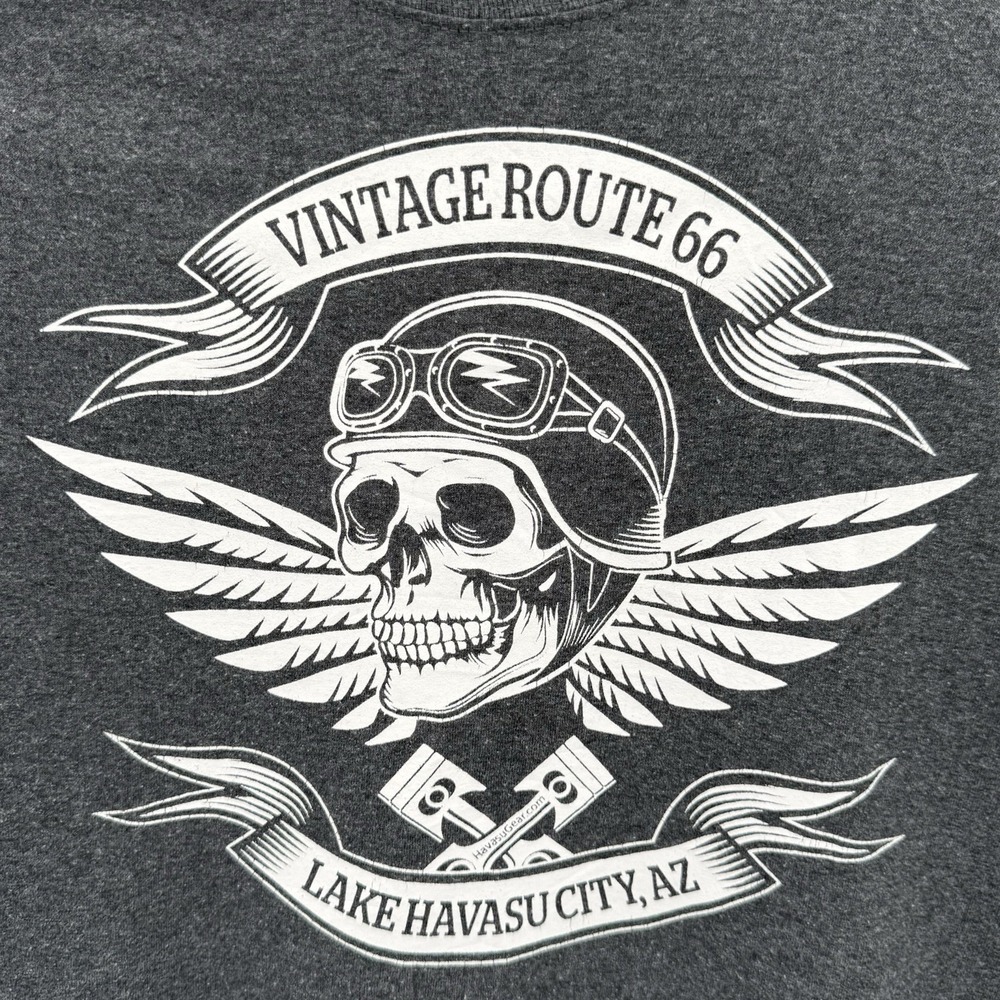 Skull Vintage Route 66 Lake Havasu City Az Memento Biker L Graphic T Shirt Rare